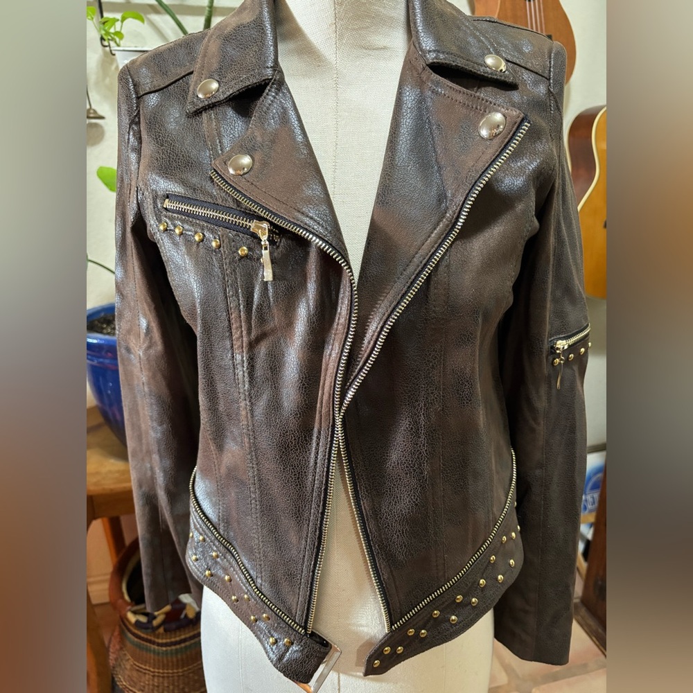 INSIGHT vegan leather jacket chocolate - Women’s Size 6 EUC
